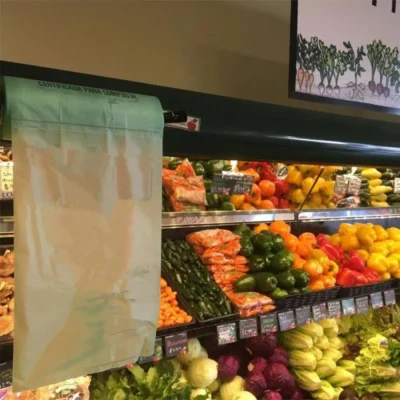 100% Biodegradable and Compostable Produce Bags on Roll - Flat-Seal Freshness Bag for Supermarket Fruit & Veg
