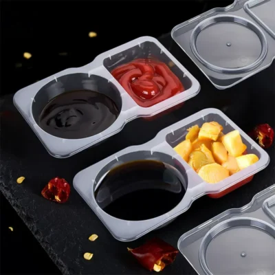 150ML Disposable Plastic Sauce Containers - Large BPA-Free Condiment Cups with Airtight Lids for Dipping Sauces, Oil, Vinegar & Salad