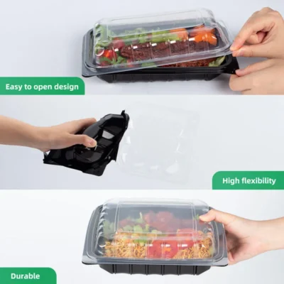 8x8 Inch Double Color Hinged Lid Food Container - Clamshell Meal Prep Box for Takeaway