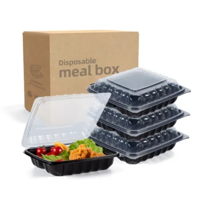 8x8 Inch Double Color Hinged Lid Food Container - Clamshell Meal Prep Box for Takeaway