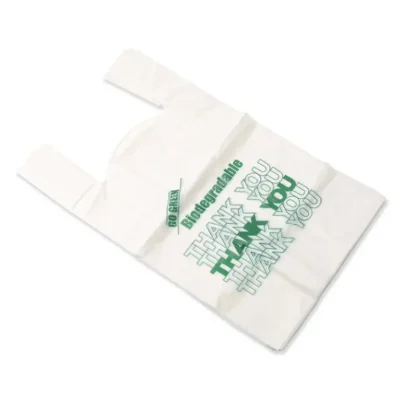 Biodegradable T-Shirt Shopping Bags - Eco-Friendly Custom Logo Plastic Bags for Business, High-Strength Compostable Retail Bags Supplier