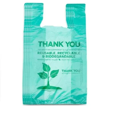 Biodegradable T-Shirt Shopping Bags - Eco-Friendly Custom Logo Plastic Bags for Business, High-Strength Compostable Retail Bags Supplier