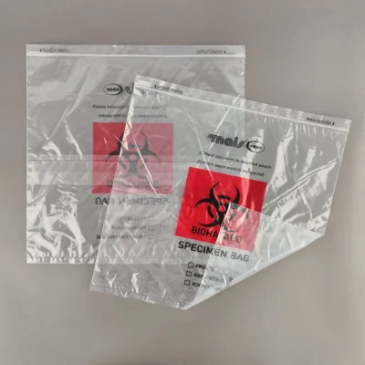 Biohazard PE Specimen Transport Bags - Medical Sample Bags with Zipper Seal & Document Pouch for Laboratory and Industrial Use