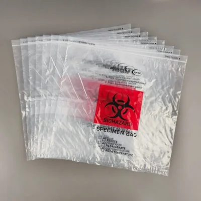 Biohazard PE Specimen Transport Bags - Medical Sample Bags with Zipper Seal & Document Pouch for Laboratory and Industrial Use