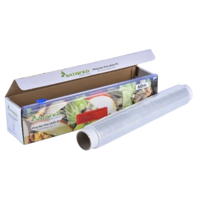 Clear Polyethylene Cling Film Roll for Food Tray and Bento Box Wrapping