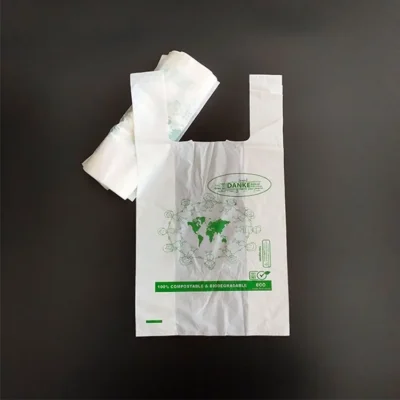 Custom 100% Biodegradable PLA Shopping Bags - EGP Certified Compostable T-Shirt Packaging Bags for Apparel, Food, Fruit & General Retail