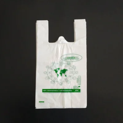 Custom 100% Biodegradable PLA Shopping Bags - EGP Certified Compostable T-Shirt Packaging Bags for Apparel, Food, Fruit & General Retail