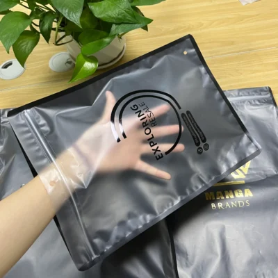 Custom Clothes Packaging Bags - Black Resealable Ziplock Bags for T-Shirts & Apparel, Glossy or Frosted Zip-Seal Clothing Bags