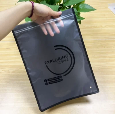 Custom Clothes Packaging Bags - Black Resealable Ziplock Bags for T-Shirts & Apparel, Glossy or Frosted Zip-Seal Clothing Bags