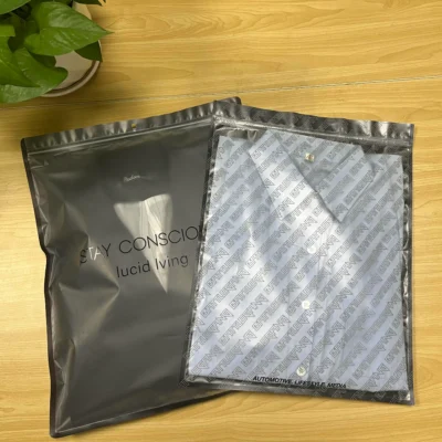 Custom Clothes Packaging Bags - Black Resealable Ziplock Bags for T-Shirts & Apparel, Glossy or Frosted Zip-Seal Clothing Bags