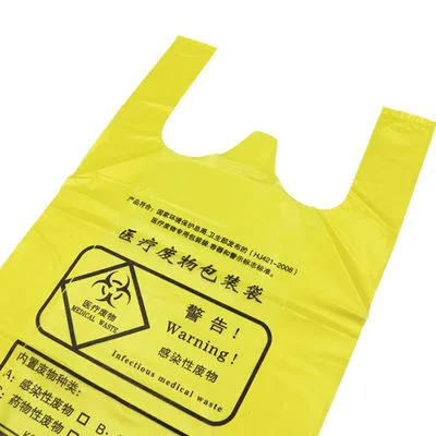 Custom Hospital PE T-shirt Medical Waste Bags - Vest-Handle Clinical Waste & Biohazard Bags for Disposable Hospital Garbage Management