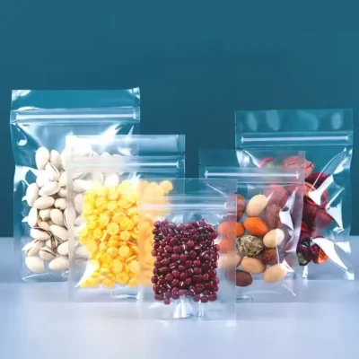Custom Printed Clear Stand-Up Pouches - Food-Grade Transparent Plastic Packaging Bags with Resealable Zipper ( Custom Printed Clear Stand-Up Pouches - Food-Grade Transparent Plastic Packaging Bags with Resealable Zipper & Bottom Gusset