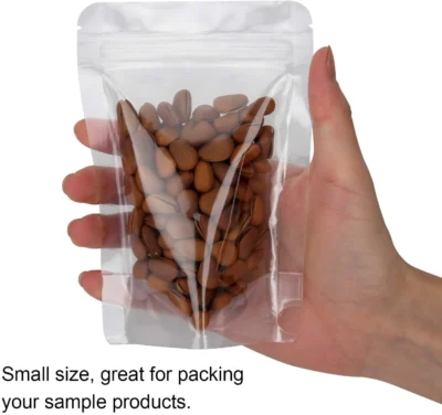 Custom Printed Clear Stand-Up Pouches - Food-Grade Transparent Plastic Packaging Bags with Resealable Zipper (1) Custom Printed Clear Stand-Up Pouches - Food-Grade Transparent Plastic Packaging Bags with Resealable Zipper & Bottom Gusset