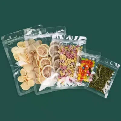Custom Printed Clear Stand-Up Pouches - Food-Grade Transparent Plastic Packaging Bags with Resealable Zipper ( (3) Custom Printed Clear Stand-Up Pouches - Food-Grade Transparent Plastic Packaging Bags with Resealable Zipper & Bottom Gusset