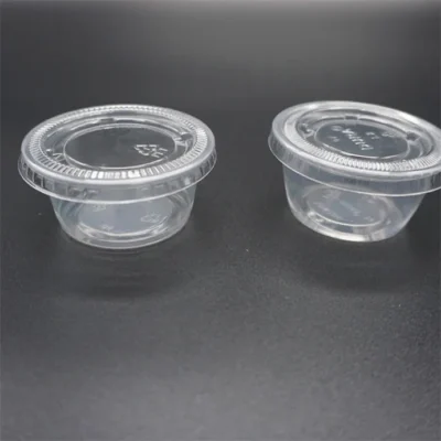 Custom Printed Disposable Sauce Cups - 0.5oz to 5.5oz Clear Soufflé Portion Cups with Lids for Branding & Dip ( (4) Custom Printed Disposable Sauce Cups - 0.5oz to 5.5oz Clear Soufflé Portion Cups with Lids for Branding & Dipping Sauce