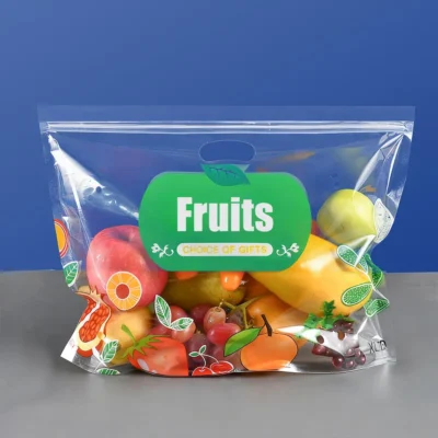 Custom Printed Ziplock Bags for Fresh Produce Packaging - Reusable High-Clarity Fruit and Vegetable Bags