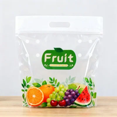 Custom Printed Ziplock Bags for Fresh Produce Packaging - Reusable High-Clarity Fruit and Vegetable Bags