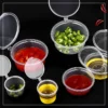 Customized Multi-Size Transparent Sauce Cups - Disposable Food-Grade Plastic Takeaway Containers with Airtight Lids