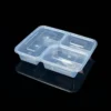 Microwavable 3-Compartment Black PP Lunch Box with Anti-Leak Clear Lid for Meal Prep