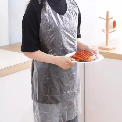 Disposable Plastic PE Aprons for Factory Cleaning - Waterproof & Chemical-Resistant Lightweight Protective Aprons for Industrial Hygiene