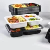 Dual-Ovenable 3-Compartment CPET Food Tray - Freezer-to-Oven Ready Meal Container with Lid