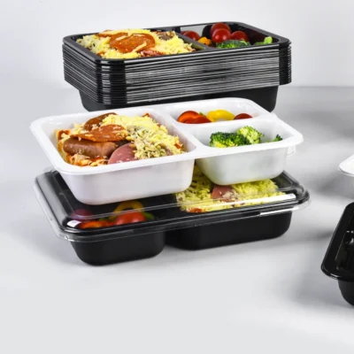 Dual-Ovenable 3-Compartment CPET Food Tray - Freezer-to-Oven Ready Meal Container with Lid