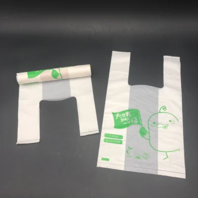 Eco-Friendly Compostable T-Shirt Bags - 100% Biodegradable Cornstarch Packaging Bags for Carry-Out & Retail