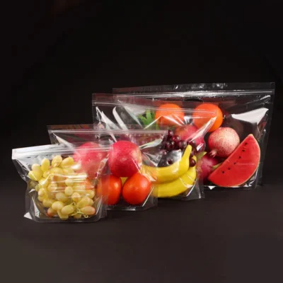 Heavy-Duty Stand-Up Fruit Packaging Bags - Clear Resealable Zipper Pouches with Vent Holes for Grapes, Apples & Fresh Produce Wholesale