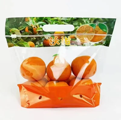 High Quality Customized Printing Hand-Held PE Fruit and Vegetable Bag Transparent Tape Breathable Plastic Pac ( (4) Hand-Held Transparent PE Produce Bag with Breathable Ventilation for Fruits and Vegetables