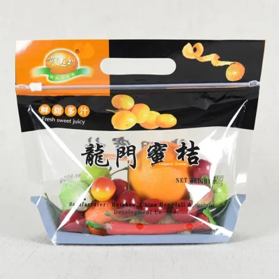 High Quality Customized Printing Hand-Held PE Fruit and Vegetable Bag Transparent Tape Breathable Plastic Pac ( (5) Hand-Held Transparent PE Produce Bag with Breathable Ventilation for Fruits and Vegetables