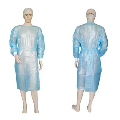 Impervious Fluid-Resistant Isolation Gowns - PE Coated Polypropylene (PP+PE) Protective Cover Gowns for Medical & Industrial Safety