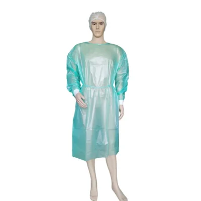 Impervious Fluid-Resistant Isolation Gowns - PE Coated Polypropylene (PP+PE) Protective Cover Gowns for Medical & Industrial Safety
