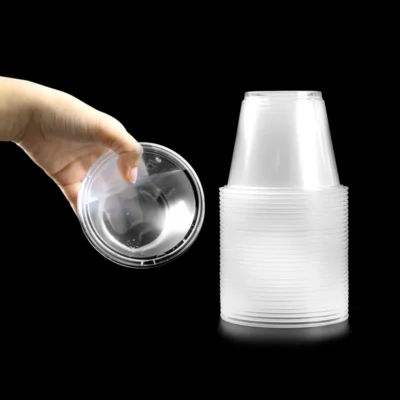Multi-Purpose Disposable Plastic Portion Cups - Clear Soufflé & Jello Shot Cups with Lids for Sauce, Condiments & Meal Prep