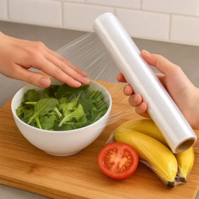 Anti-Fog PE Cling Film with Built-in Slide Cutter for Fresh Food Packaging