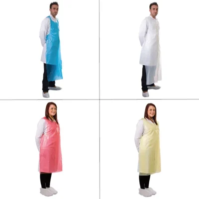 Premium Flat-Pack Disposable PE Aprons - Sleeveless Waterproof Plastic Protection in Multiple Colors for Industrial & Kitchen Use