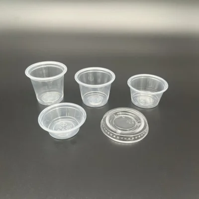 Sturdy Disposable PP Portion Cups - 0.5oz to 1.25oz Clear Plastic Soufflé Cups with Airtight Lids for Salad Dressing & Samples