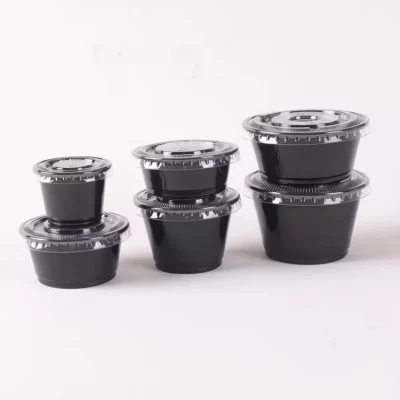 Wholesale Disposable PP Sauce Cups - 1oz to 4oz Clear Plastic Portion Cups with Lids for Condiments & Dipping Sauce
