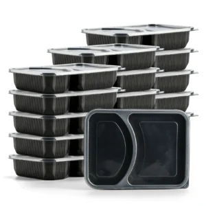 Microwavable 2-Compartment Meal Prep Container - Leak-Proof Disposable Bento Box for Catering