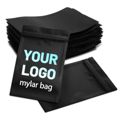 3.5g Matte Black Mylar Bags - Smell Proof Aluminum Foil Pouches, Double-Sided Flat Resealable & Heat-Sealable Bags